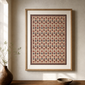 Framed archival print of a densely ornamented Senneh Kurdish gelim field